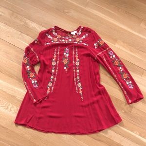 UMGEE - Red embroidered tunic dress, size Medium